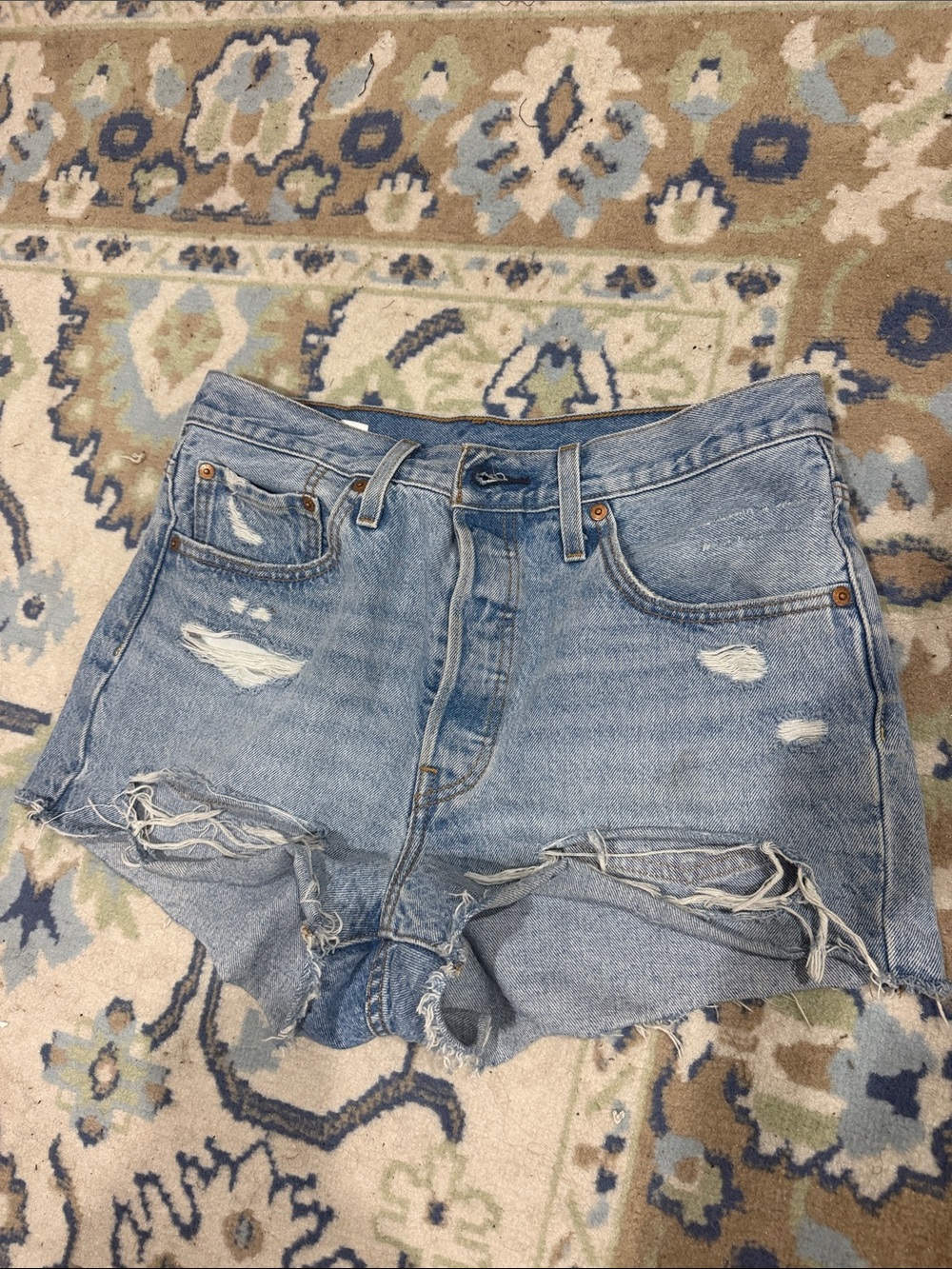 Levi's Light Blue Distressed Denim Cutoff Shorts